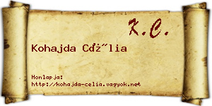 Kohajda Célia névjegykártya